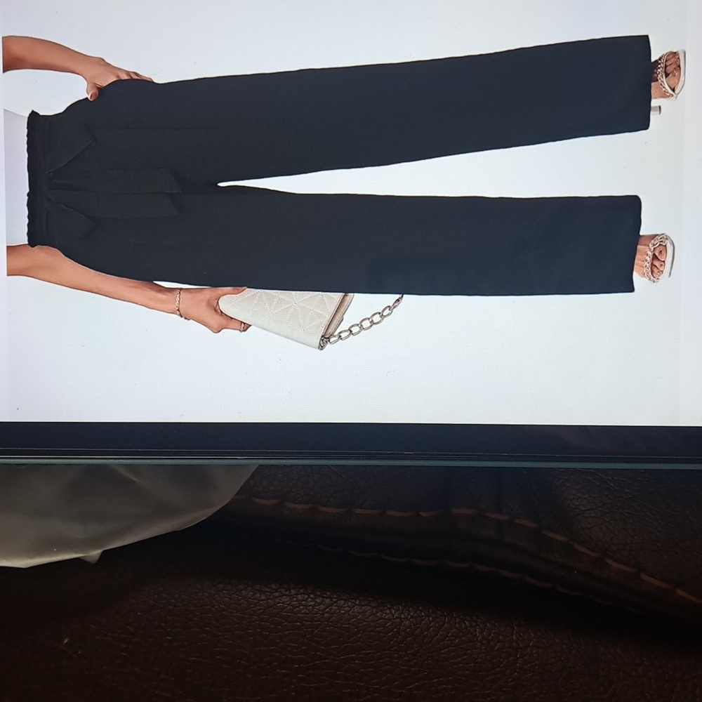 HALARA Black Wide Leg Jumpsuit Pants with Paperbag Waist